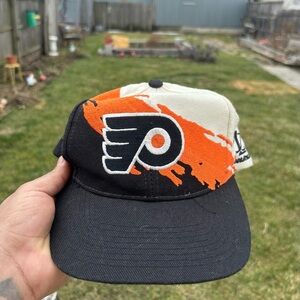 VTG Rare 90s Logo Athletic Splash Philadelphia Flyers Hat NHL Hockey Snapback